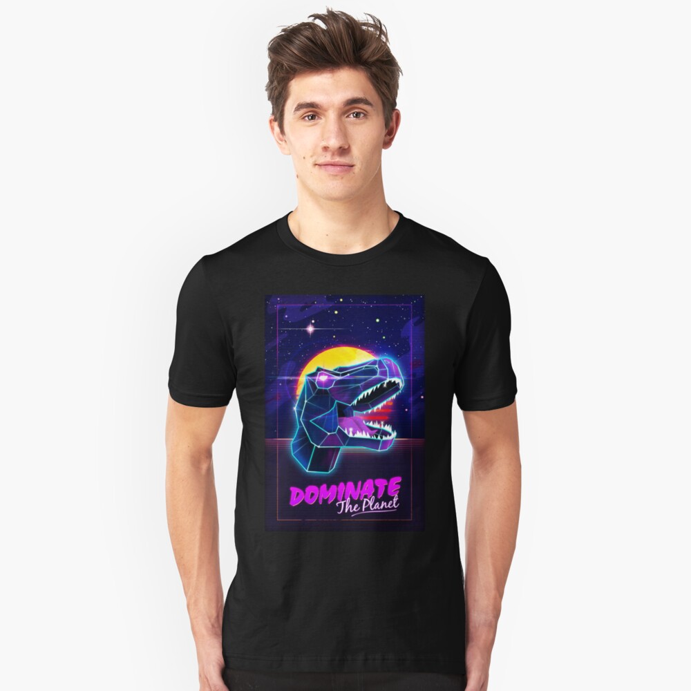 Electric Jurassic Rex - Dominate the Planet Slim Fit T-Shirt