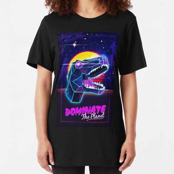 Electric Jurassic Rex - Dominate the Planet Slim Fit T-Shirt