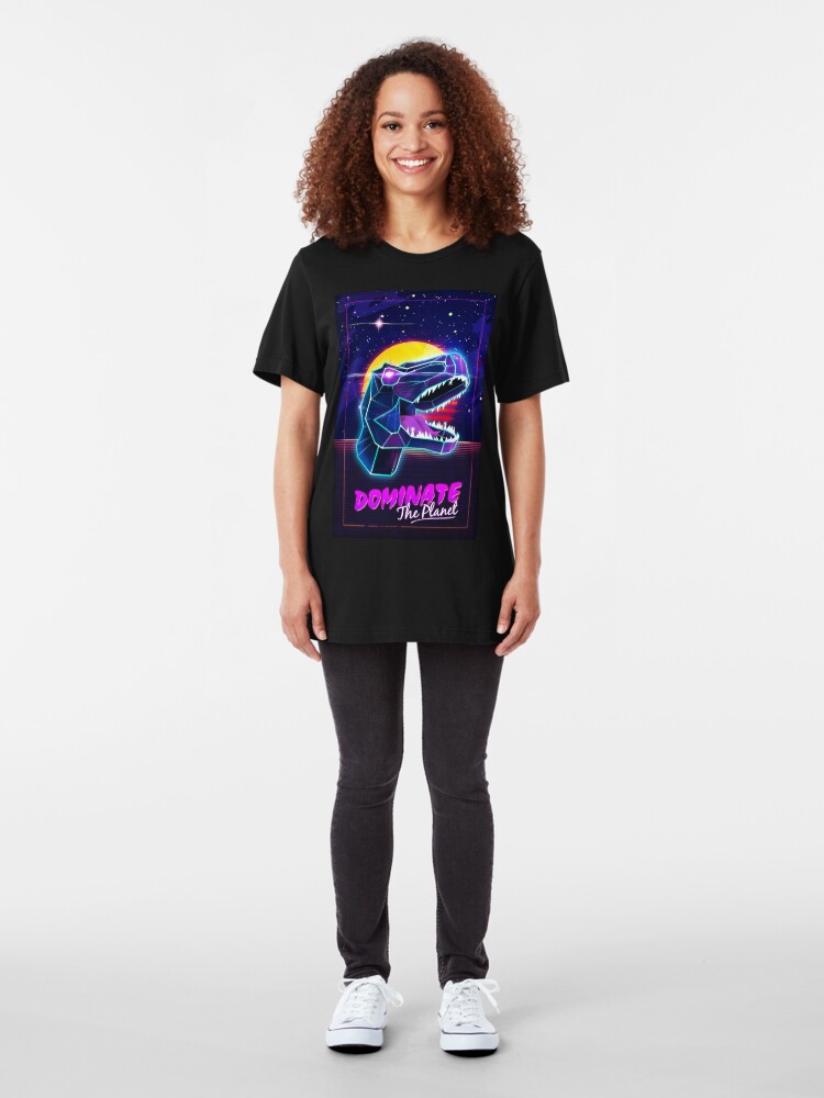 Alternate view of Electric Jurassic Rex - Dominate the Planet Slim Fit T-Shirt