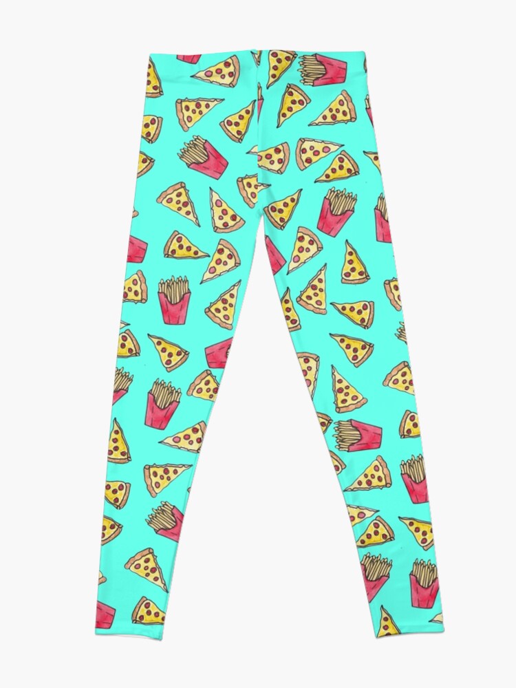 Discover Pepperoni Pizza French Fries Foodie Watercolor Pattern Leggings