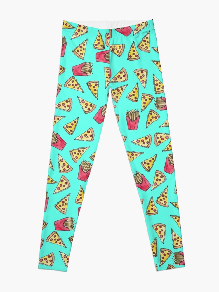 Discover Pepperoni Pizza French Fries Foodie Watercolor Pattern Leggings