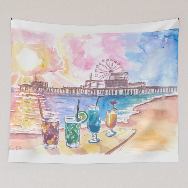 Item preview, Sunset Fruit Cocktails with Santa Monica Pier at the Beach designed and sold by artshop77.