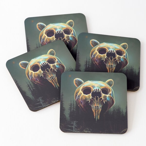 Item preview, neon glowing bear skull designed and sold by Kitzprintz.