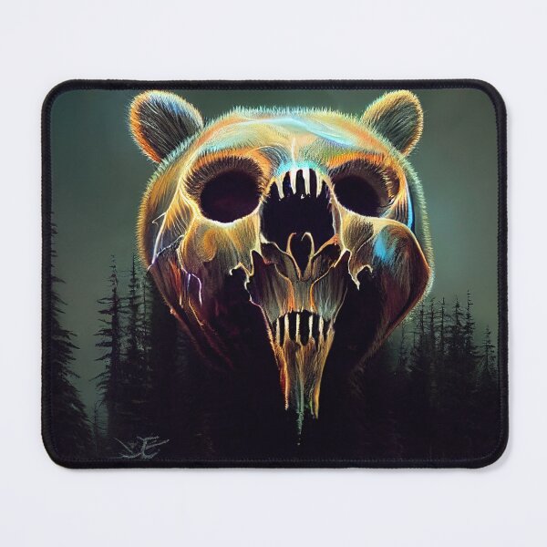 Item preview, neon glowing bear skull designed and sold by Kitzprintz.