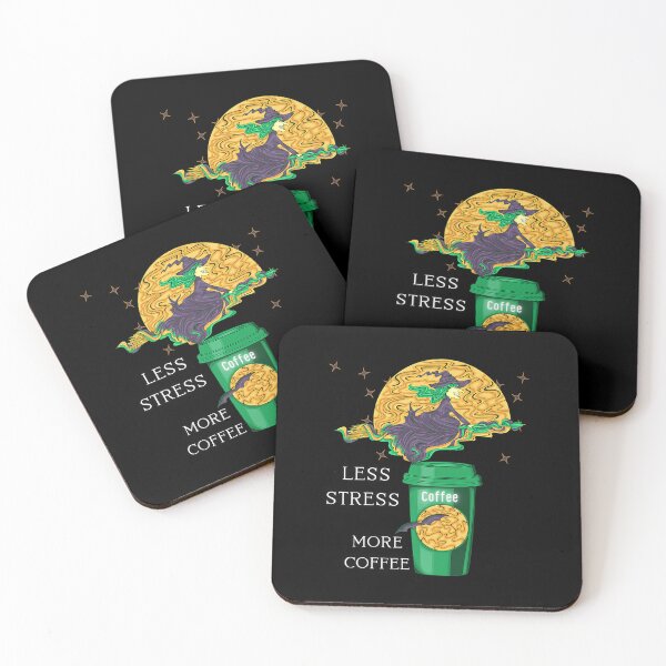 Item preview, Less Stress More Coffee Halloween witch designed and sold by Akimatax ✯✯✯✯✯.