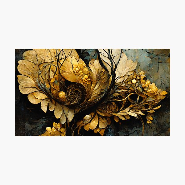 Item preview, Golden autumn flowers CG art painting designed and sold by SeriMurata.