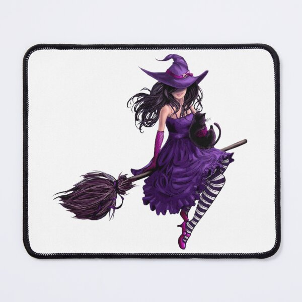 Item preview, Witch riding on broom illustration, East Germany Witchcraft Purple Hill Witch, Halloween designed and sold by BlackDiamond96.
