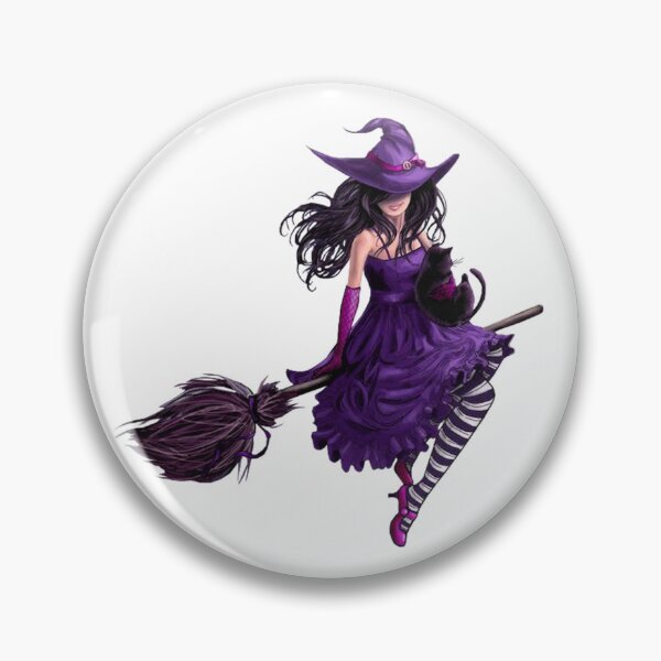Item preview, Witch riding on broom illustration, East Germany Witchcraft Purple Hill Witch, Halloween designed and sold by BlackDiamond96.