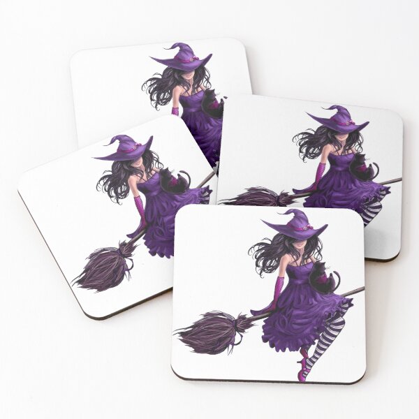 Item preview, Witch riding on broom illustration, East Germany Witchcraft Purple Hill Witch, Halloween designed and sold by BlackDiamond96.