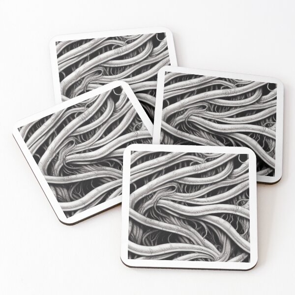 Item preview, black and white organic roots pattern 4 designed and sold by Mike Kiev art.