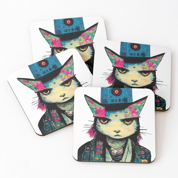 Item preview, punk cat wearing a hat designed and sold by keyd-studio.