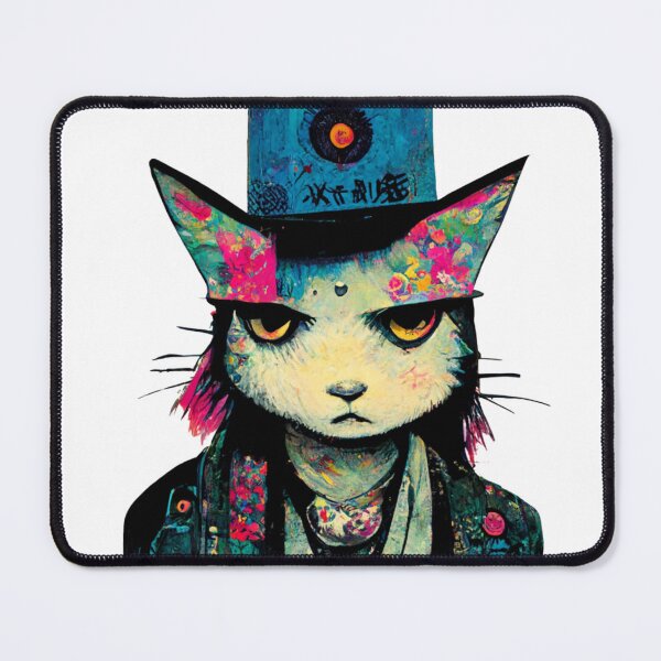 Item preview, punk cat wearing a hat designed and sold by keyd-studio.
