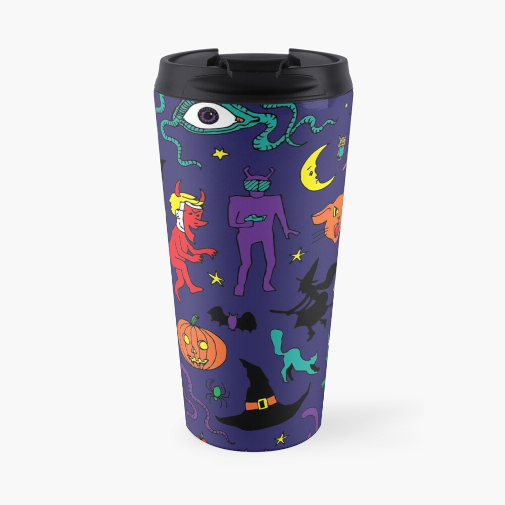 Retro Halloween - original - Halloween pattern by Cecca Designs Travel Mug