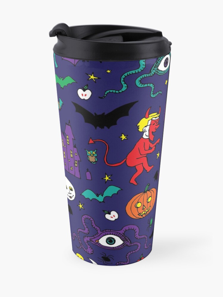 Alternate view of Retro Halloween - original - Halloween pattern by Cecca Designs Travel Mug