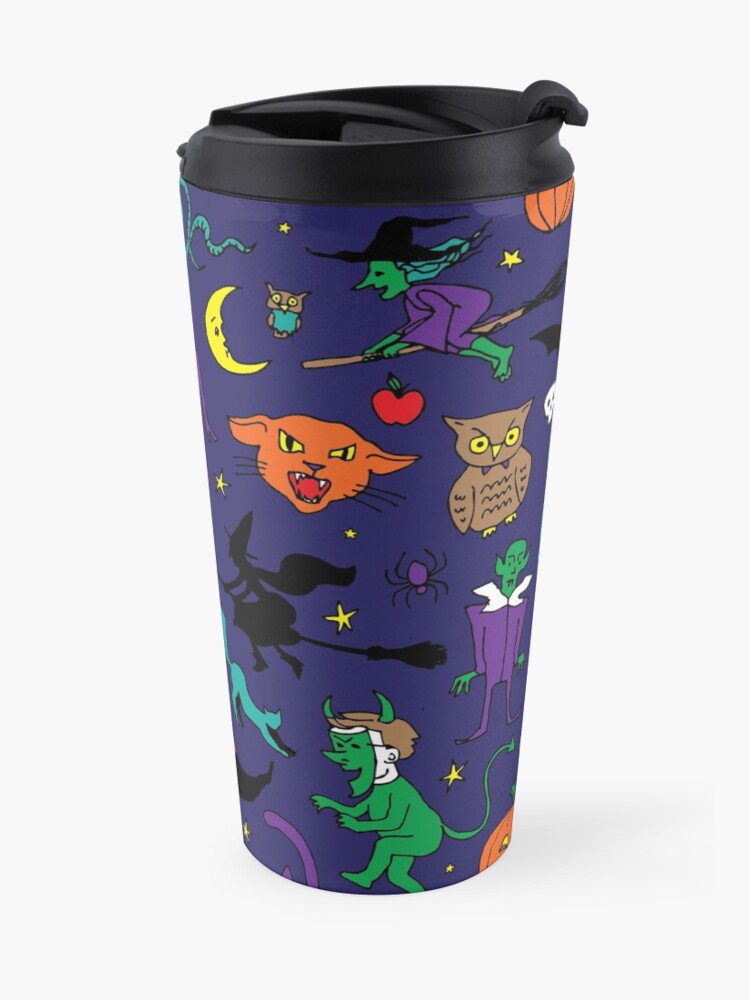 Alternate view of Retro Halloween - original - Halloween pattern by Cecca Designs Travel Mug