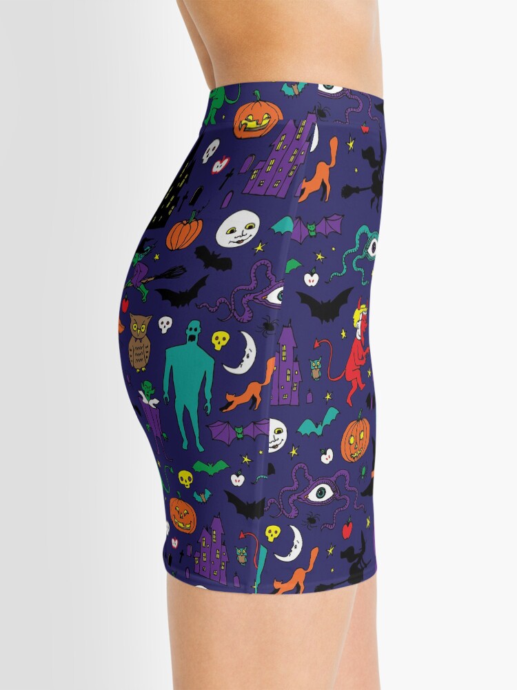 Alternate view of Retro Halloween - original - Halloween pattern by Cecca Designs Mini Skirt