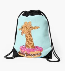 Donuts giraffe Drawstring Bag
