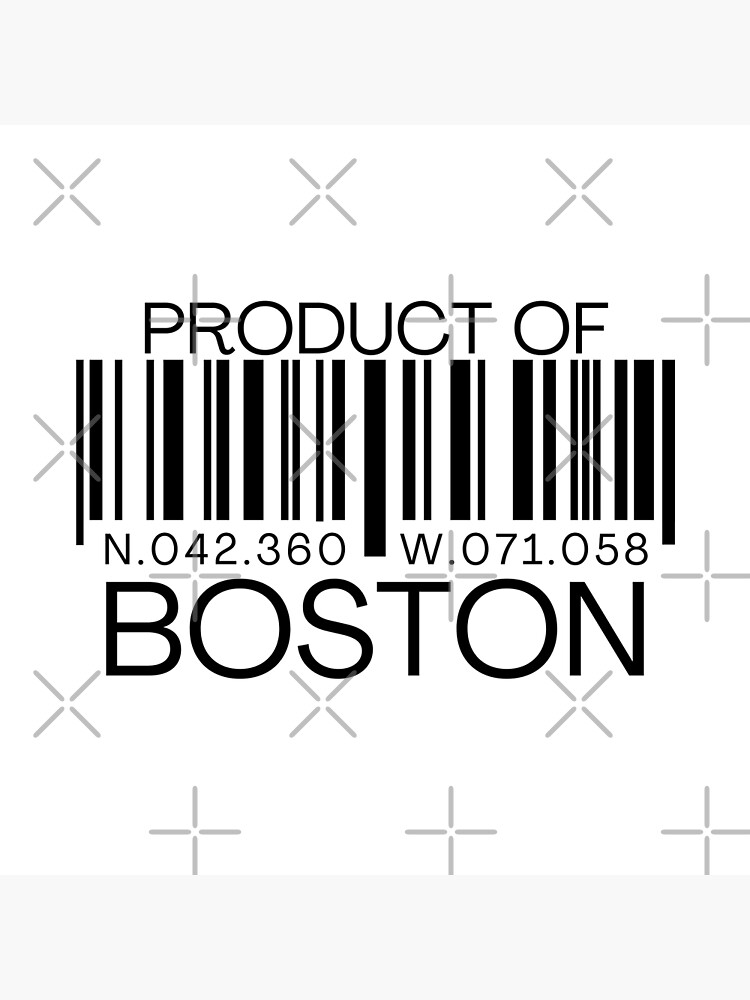 "Boston Barcode with Latitude and Longitude Coordinates Massachusetts