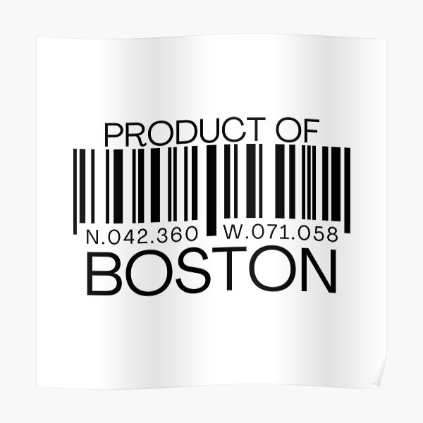 "Boston Barcode with Latitude and Longitude Coordinates Massachusetts