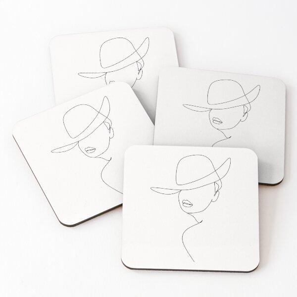 Item preview, Linear drawing of a woman in a hat. Fashion art. designed and sold by AllaLineArt.