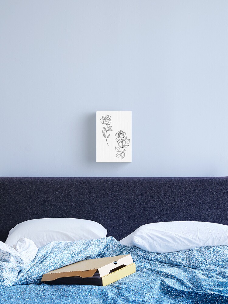 Thumbnail 2 of 3, Canvas Print, Simple Linework Roses designed and sold by ItsTheVoid.