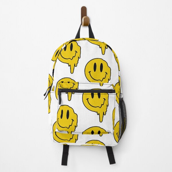 Pink Dripping Smiley Backpack by artbylamia