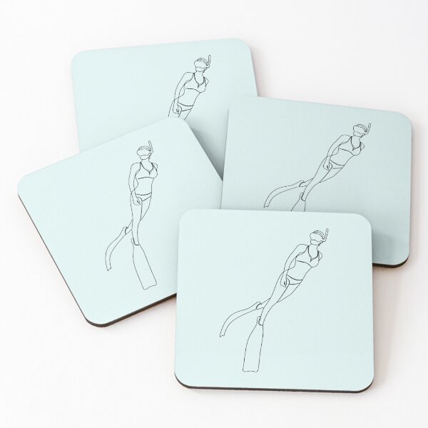 Item preview, Continuous single one drawn scuba diver line underwater in the sea.  designed and sold by AllaLineArt.