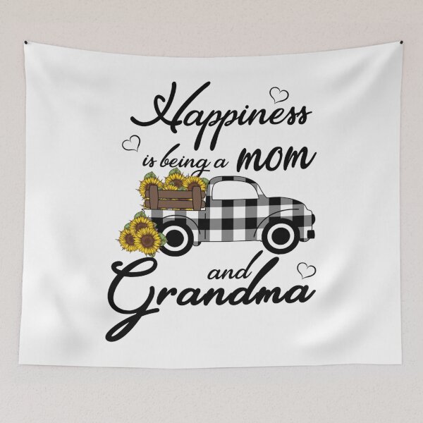 Item preview, Sunflower Grandma Shirt Happiness is being a Mom and Grandma Long Sleeve designed and sold by eminentjournal9.