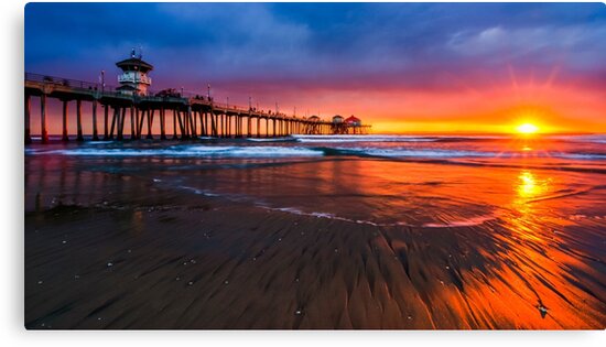 huntington beach dusk canvas prints by radek hofman redbubble