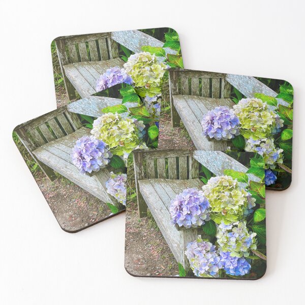 Item preview, Bench and Hydrangeas designed and sold by jjohnsueb.