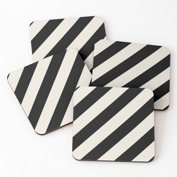 Item preview, Black Ivory Classic Diagonal Stripe Pattern Pairs Valspar 2023 COTY Cozy White 3008-10C designed and sold by ColorOfTheYears.