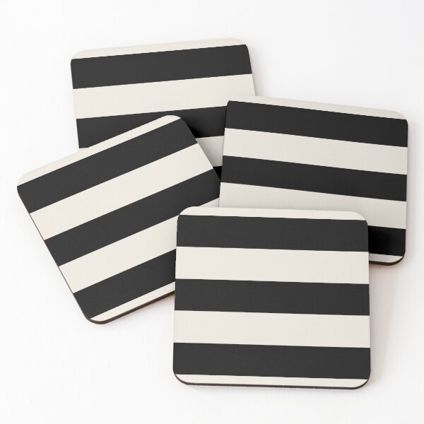 Item preview, Black Ivory Minimal Horizontal Stripe Pattern Pairs Valspar 2023 COTY Cozy White 3008-10C designed and sold by ColorOfTheYears.