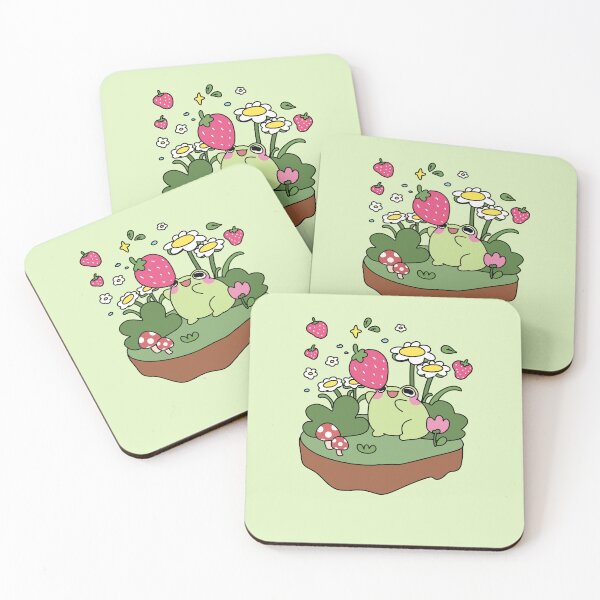 Item preview, Cute Kawaii Pastel Color Frog with a Strawberry #5 designed and sold by Annisa Yuwanda.