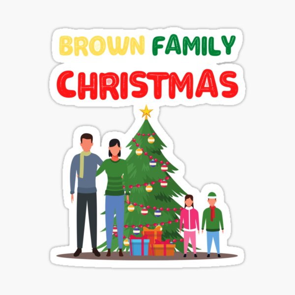 "Brown Family Christmas Lights Matching Family Pajamas Bingo " Sticker