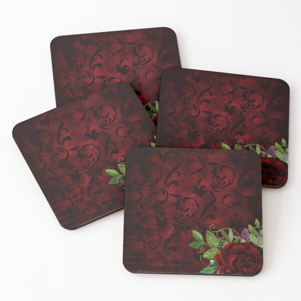 Item preview, Red Roses Floral Damask Gothic Ruby Flowers Dark Romance designed and sold by LarkDesigns.