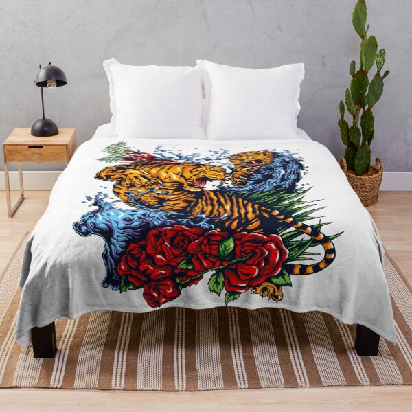 Item preview, Two tigers red flowers designed and sold by Mansn.