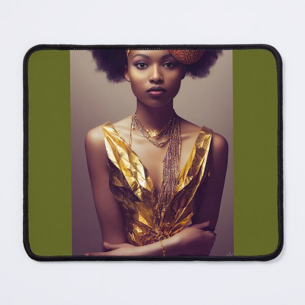 Item preview, Beautiful Black Woman Wearing Unique Gold Dress designed and sold by JediNeil.