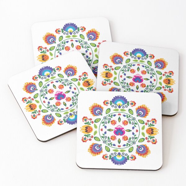 Item preview, Folklore flowers on beautiful classy white background designed and sold by FK-UK.
