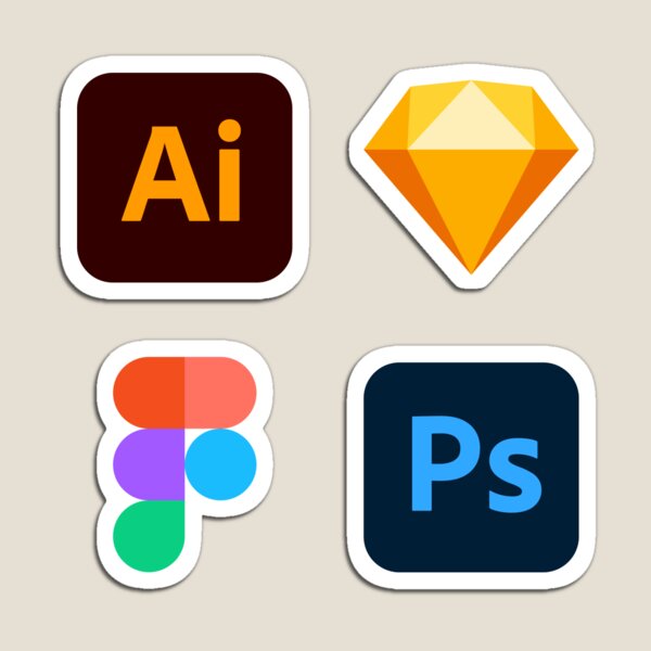 Item preview, ★ Adobe Illustrator, Sketch, Figma, Adobe Photoshop - 4x Design Tool Sticker Pack designed and sold by Geekvana ⧉.