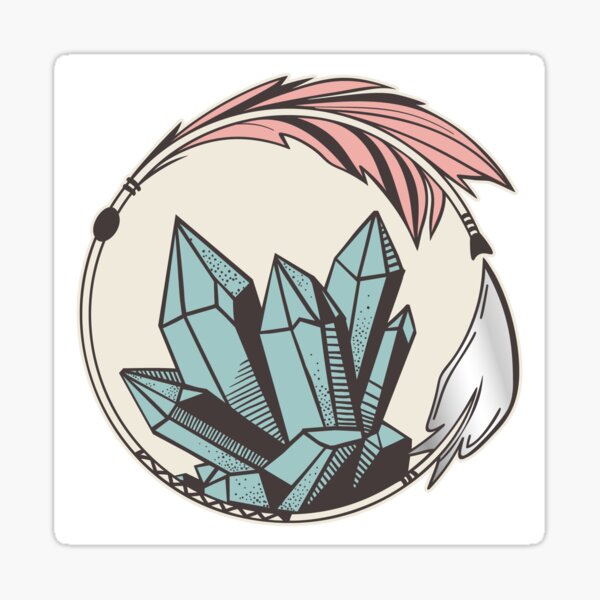 Boho Arrow Circle Frame with Crystals Sticker