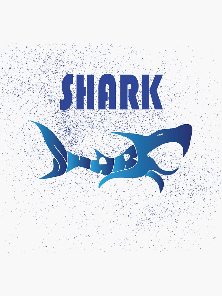 Vicious Shark Swimming In Cool Typography | Sticker