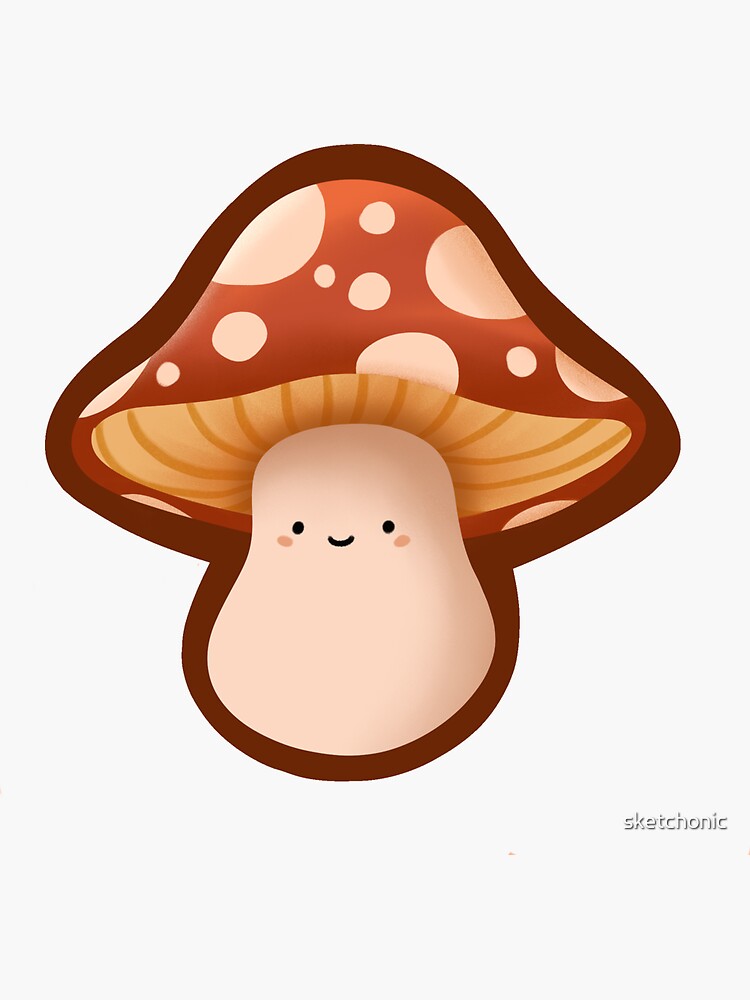 Thumbnail 3 of 3, Sticker, Smol Mushroom designed and sold by sketchonic.