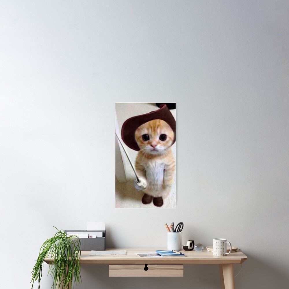 "cat in boots meme" Poster for Sale by Pjbaratix Redbubble