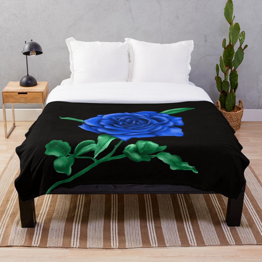 Blue Rose Throw Blanket
