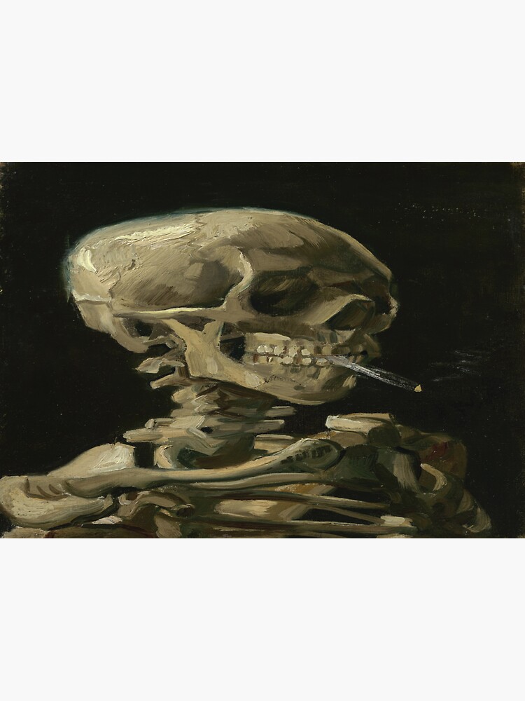 "Skull of a Skeleton with Burning Cigarette Van Gogh" Sticker for Sale by beoverpowered