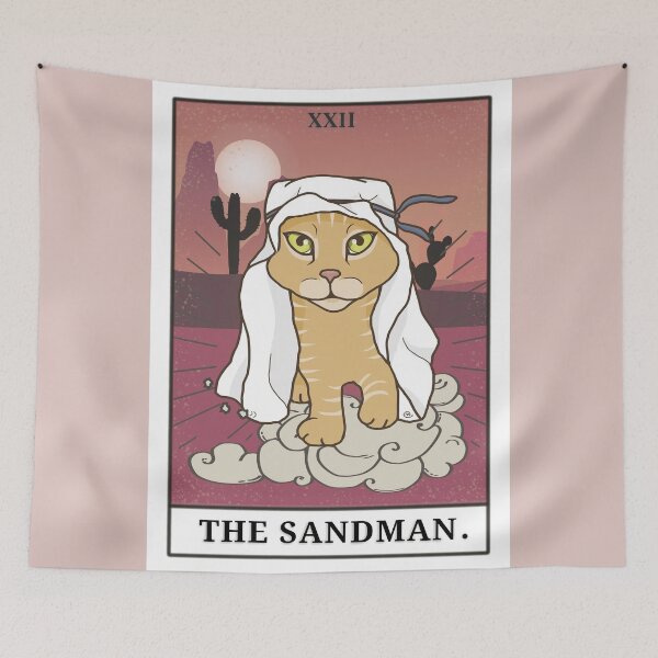 Item preview, Tarot Card The Sandman Major Arcana Sunset - Funny Cat Drawing designed and sold by ViewerEqualsPhoton.