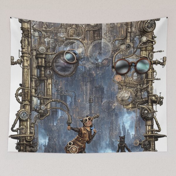 Item preview, Cat Walking into Gothic Steampunk City designed and sold by felissimha.