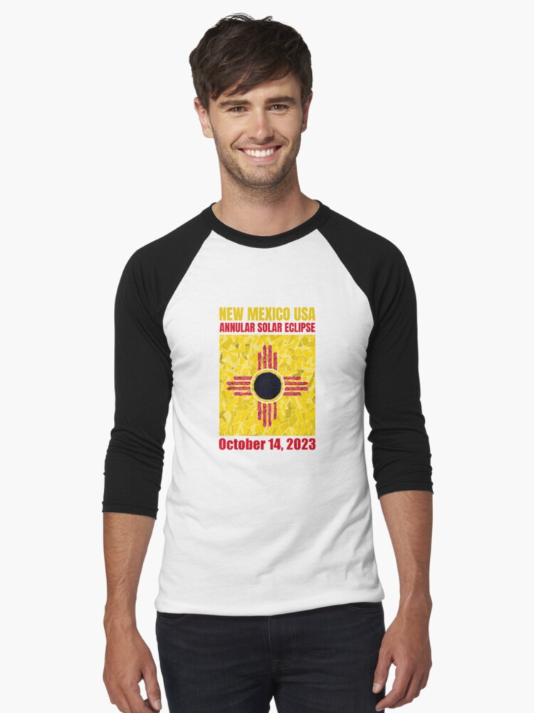Thumbnail 1 of 3, Baseball ¾ Sleeve T-Shirt, New Mexico Annular Eclipse 2023 designed and sold by Eclipse2024.