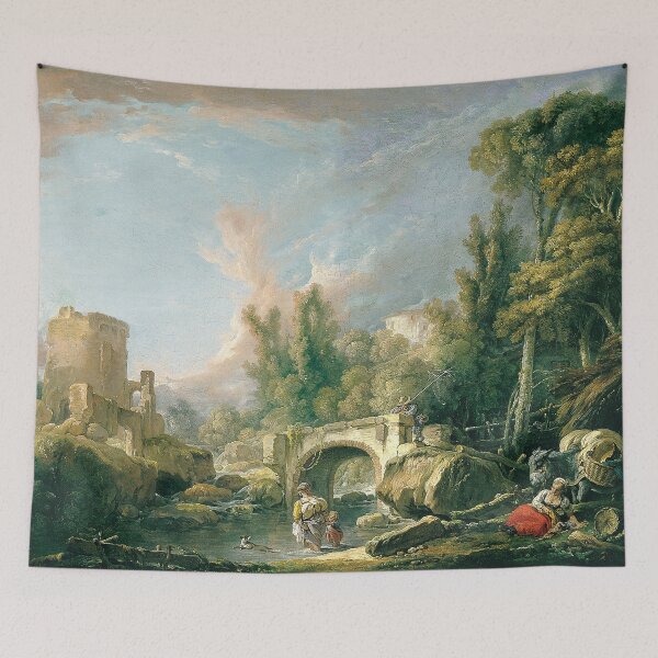 Item preview, Francois Boucher River Landscape with Ruin and Bridge designed and sold by OldTimeArt.
