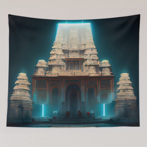 Item preview, Cyberpunk Temple of Ancient India designed and sold by ai-holics.